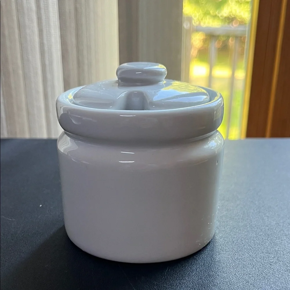 Pier 1 White Ceramic Sugar Jar with Lid